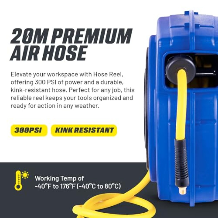 Retractable Air Hose Reel 3/8  - Reel Handle บทวิจารณ์และราคา