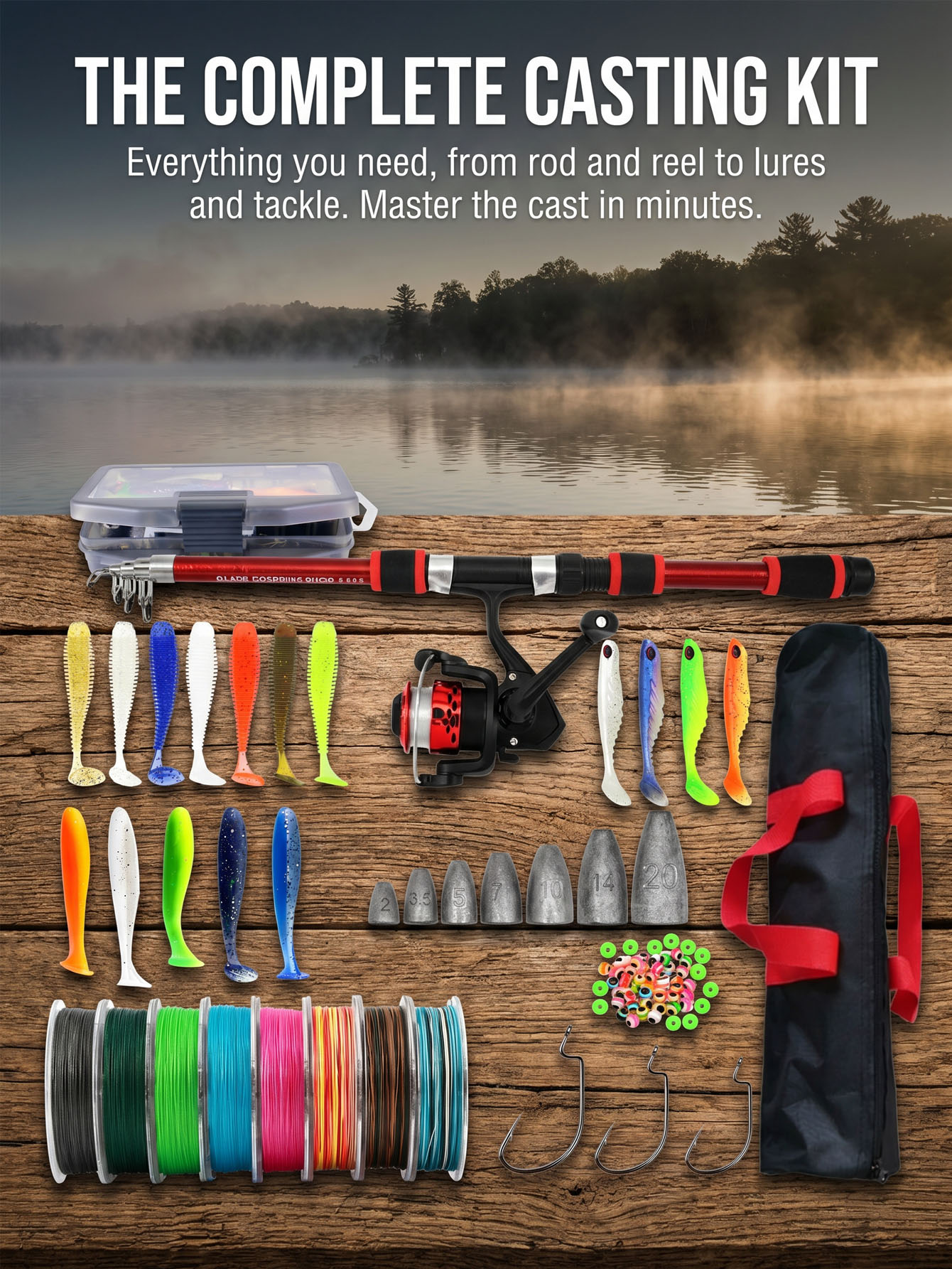Fishing Rod Reel Combos Collap - Reel Bag บทวิจารณ์และราคา