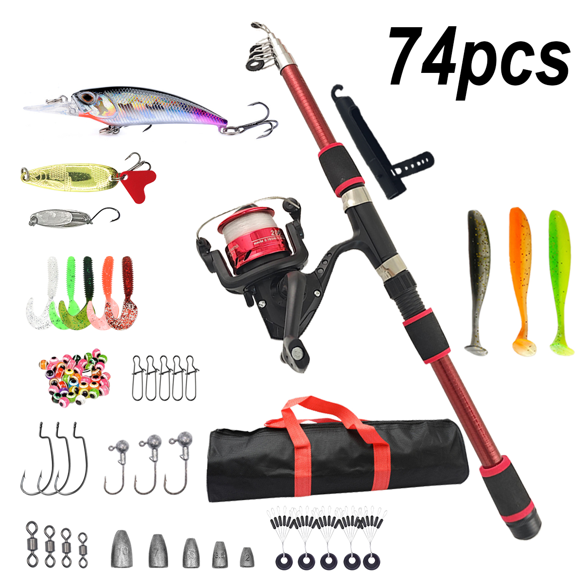 Fishing Pole Set Full Kits Wit - Spincast Reel บทวิจารณ์และราคา