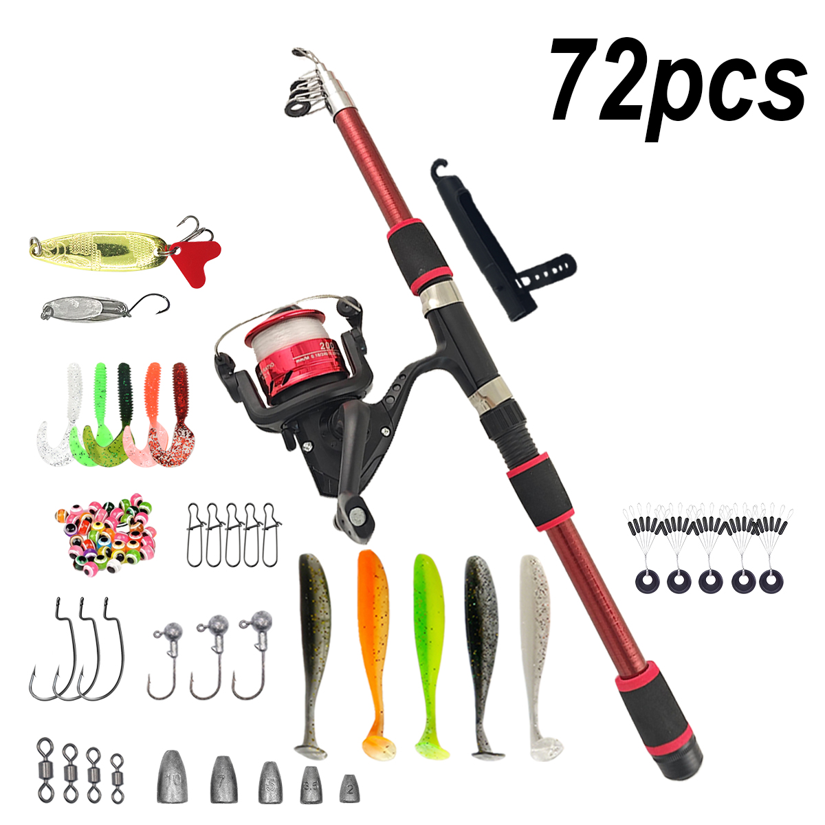 Fishing Pole Set Full Kits Wit - Spincast Reel บทวิจารณ์และราคา
