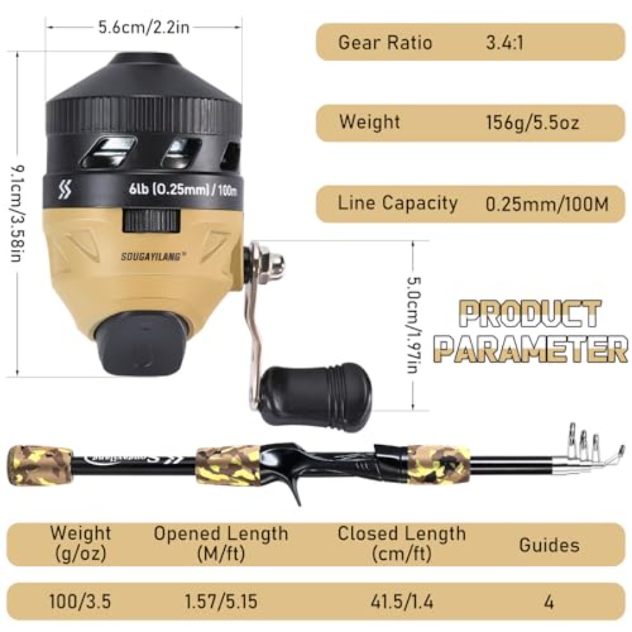 Fishing Rod and Reel Combo, Li - Spincast Reel บทวิจารณ์และราคา